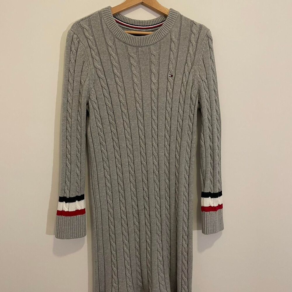 Grey Tommy Hilfiger cable knit dress #knitdress